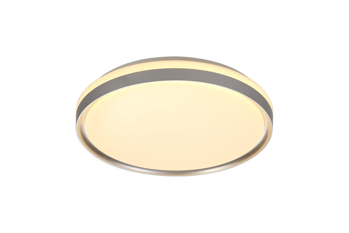 C-Lighting Upton Ceiling 39cm, 1 x 24W LED, 3 Step-Dimmable, 3000K, 1000lm, IP44, Silver/White Acrylic, 3yrs Warranty - 29186