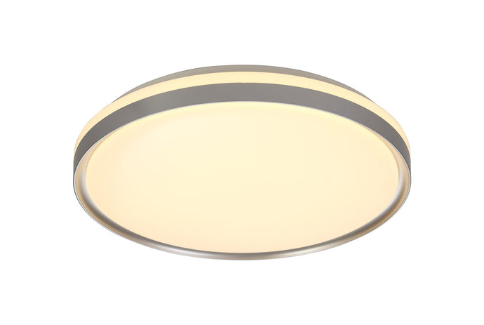 C-Lighting Upton Ceiling 48cm, 1 x 36W LED 3 Step-Dimmable, 3000K, 1575lm, IP44, Silver/White Acrylic, 3yrs Warranty - 29187