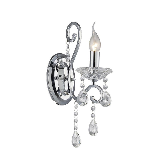 Diyas IL31361 Vela Wall Lamp Switched 1 Light Polished Chrome/Crystal - 38340