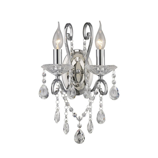 Diyas IL31362 Vela Wall Lamp Switched 2 Light Polished Chrome/Crystal - 38341
