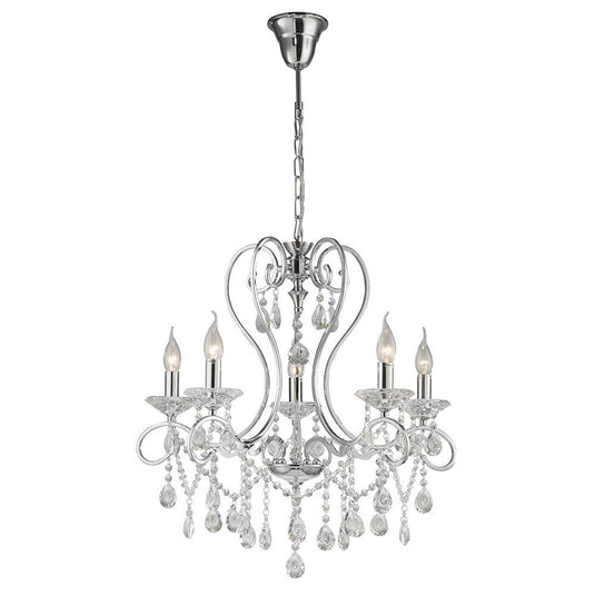Diyas IL31365 Vela Pendant 5 Light Polished Chrome/Crystal - 38343