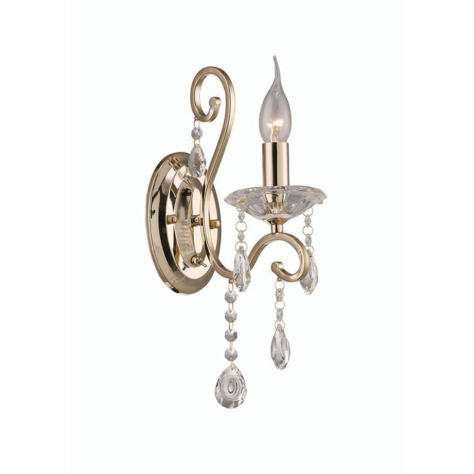 Diyas IL32061 Vela Wall Lamp Switched 1 Light French Gold/Crystal - 38507