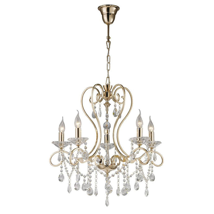 Diyas IL32065 Vela Pendant 5 Light French Gold/Crystal - 38510
