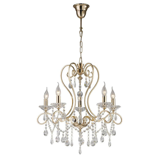 Diyas IL32065 Vela Pendant 5 Light French Gold/Crystal - 38510