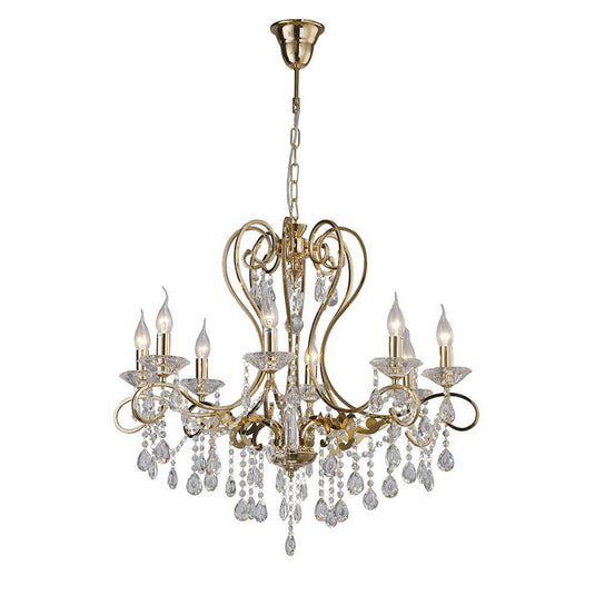 Diyas IL32068 Vela Pendant 8 Light French Gold/Crystal - 38511