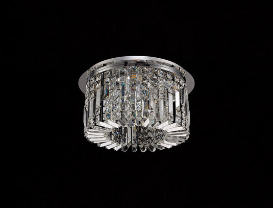 C-Lighting Vesta 45cm Round Flush Chandelier, 5 Light E14, Polished Chrome/Crystal - 29236