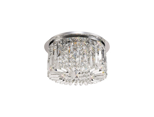 C-Lighting Vesta 45cm Round Flush Chandelier, 5 Light E14, Polished Chrome/Crystal - 29236