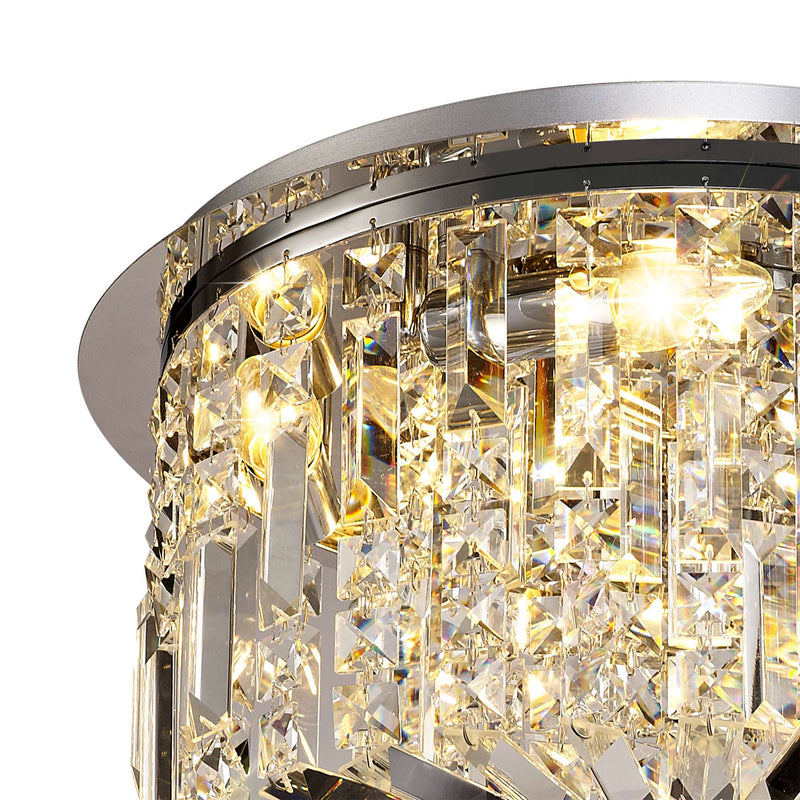 Load image into Gallery viewer, C-Lighting Vesta 45cm Round Flush Chandelier, 5 Light E14, Polished Chrome/Crystal - 29236
