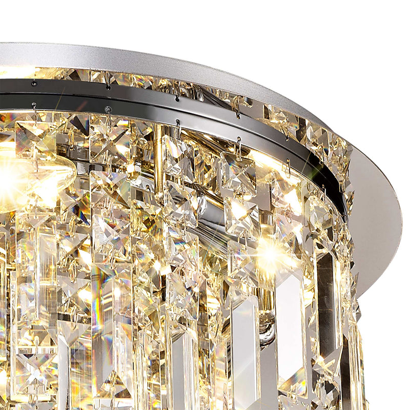 Load image into Gallery viewer, C-Lighting Vesta 45cm Round Flush Chandelier, 5 Light E14, Polished Chrome/Crystal - 29236
