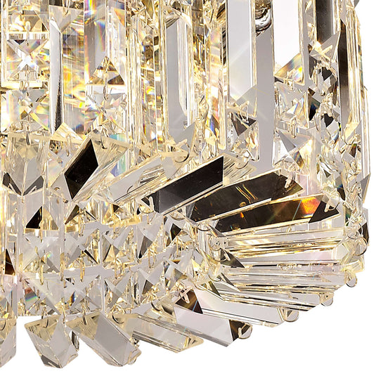C-Lighting Vesta 45cm Round Flush Chandelier, 5 Light E14, Polished Chrome/Crystal - 29236