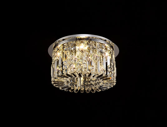 C-Lighting Vesta 45cm Round Flush Chandelier, 5 Light E14, Polished Chrome/Crystal - 29236