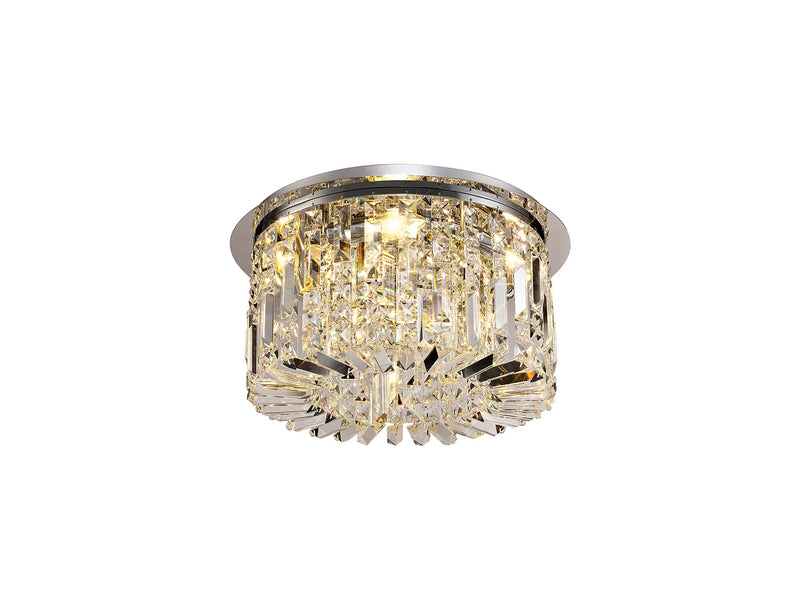 Load image into Gallery viewer, C-Lighting Vesta 45cm Round Flush Chandelier, 5 Light E14, Polished Chrome/Crystal - 29236

