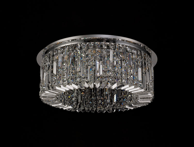 Load image into Gallery viewer, C-Lighting Vesta 65cm Round Flush Chandelier, 8 Light E14, Polished Chrome/Crystal - 29237
