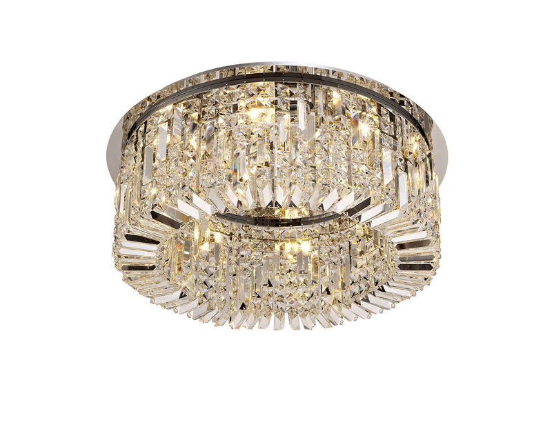 Load image into Gallery viewer, C-Lighting Vesta 65cm Round Flush Chandelier, 8 Light E14, Polished Chrome/Crystal - 29237
