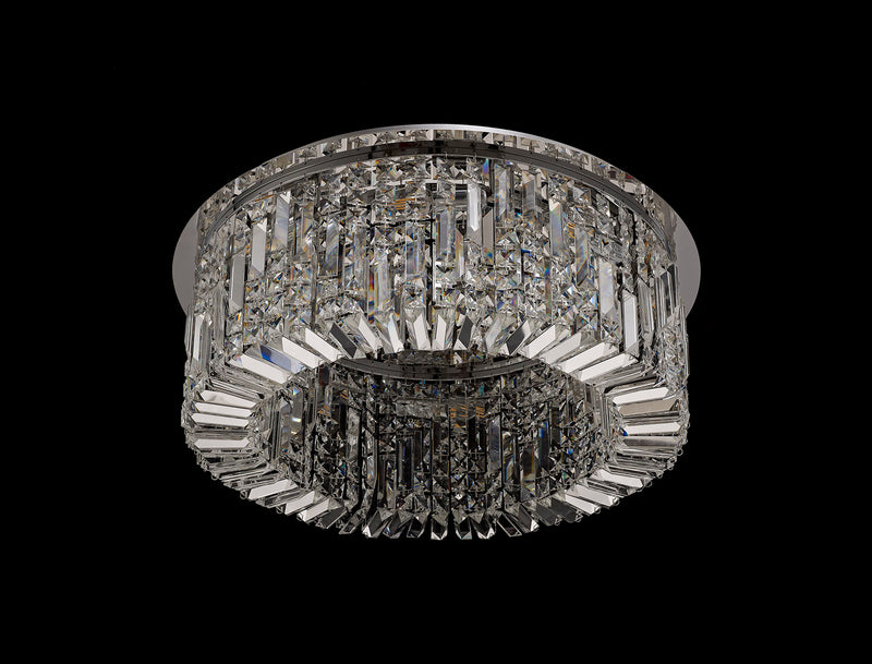 Load image into Gallery viewer, C-Lighting Vesta 65cm Round Flush Chandelier, 8 Light E14, Polished Chrome/Crystal - 29237
