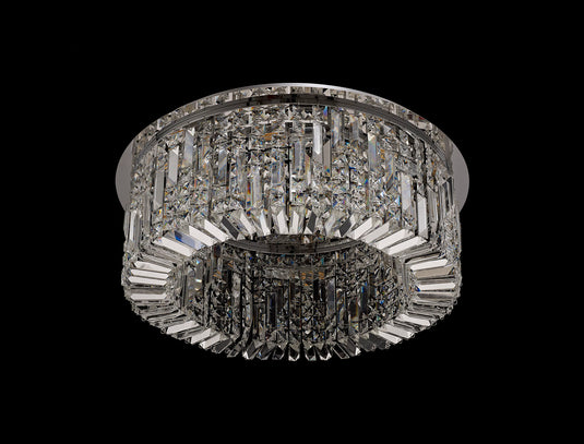 C-Lighting Vesta 65cm Round Flush Chandelier, 8 Light E14, Polished Chrome/Crystal - 29237