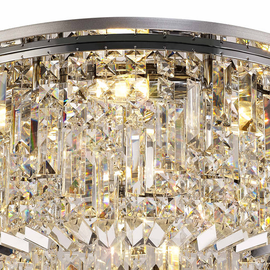 C-Lighting Vesta 65cm Round Flush Chandelier, 8 Light E14, Polished Chrome/Crystal - 29237