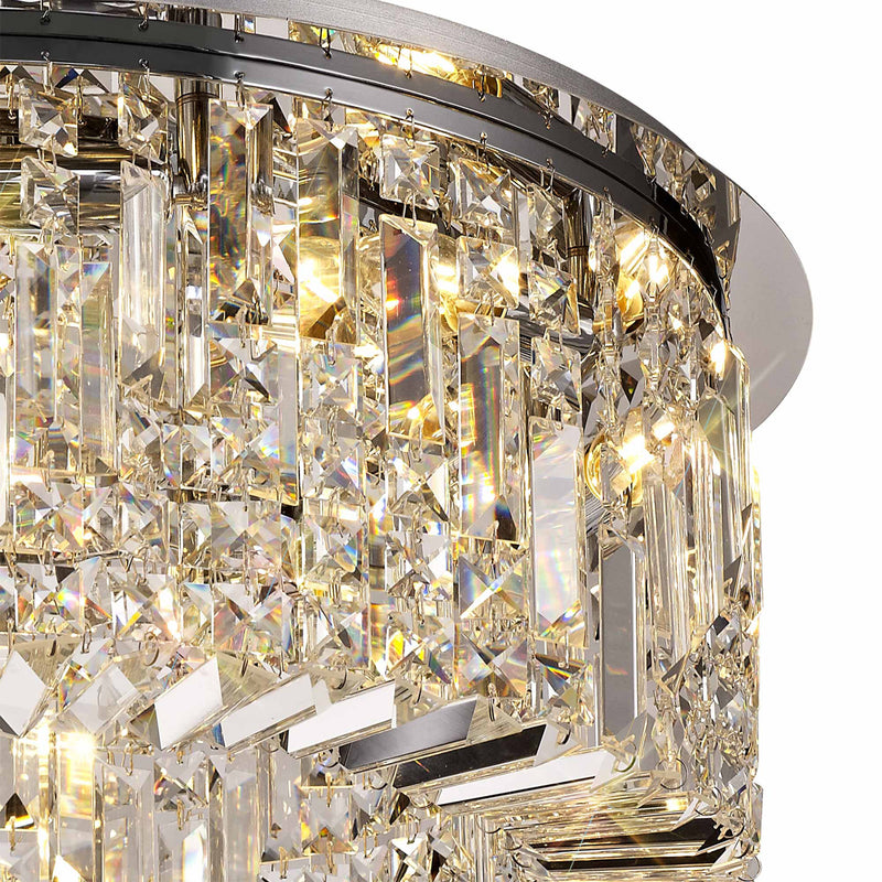 Load image into Gallery viewer, C-Lighting Vesta 65cm Round Flush Chandelier, 8 Light E14, Polished Chrome/Crystal - 29237
