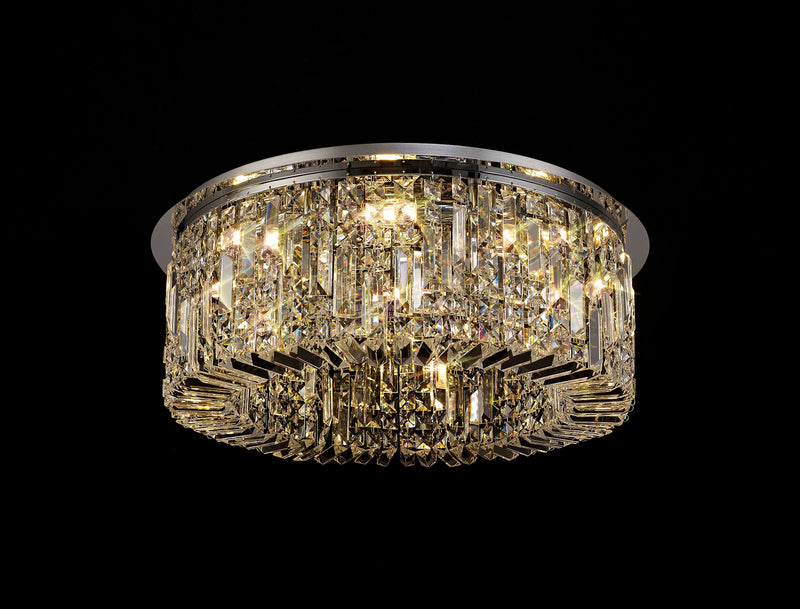 Load image into Gallery viewer, C-Lighting Vesta 65cm Round Flush Chandelier, 8 Light E14, Polished Chrome/Crystal - 29237
