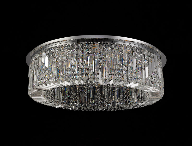 Load image into Gallery viewer, C-Lighting Vesta 85cm Round Flush Chandelier, 12 Light E14, Polished Chrome/Crystal Item Weight: 21kg - 29238
