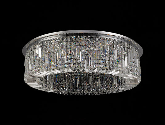 C-Lighting Vesta 85cm Round Flush Chandelier, 12 Light E14, Polished Chrome/Crystal Item Weight: 21kg - 29238