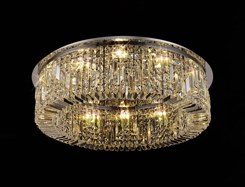 Load image into Gallery viewer, C-Lighting Vesta 85cm Round Flush Chandelier, 12 Light E14, Polished Chrome/Crystal Item Weight: 21kg - 29238
