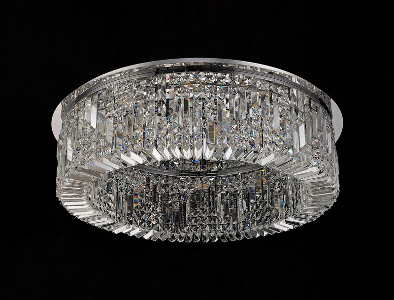 Load image into Gallery viewer, C-Lighting Vesta 85cm Round Flush Chandelier, 12 Light E14, Polished Chrome/Crystal Item Weight: 21kg - 29238
