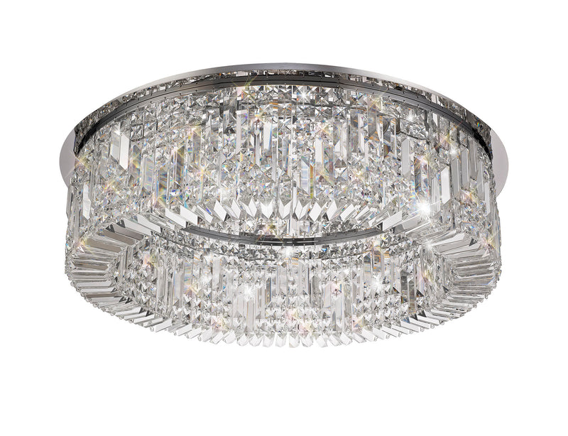 Load image into Gallery viewer, C-Lighting Vesta 85cm Round Flush Chandelier, 12 Light E14, Polished Chrome/Crystal Item Weight: 21kg - 29238
