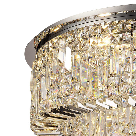 C-Lighting Vesta 85cm Round Flush Chandelier, 12 Light E14, Polished Chrome/Crystal Item Weight: 21kg - 29238