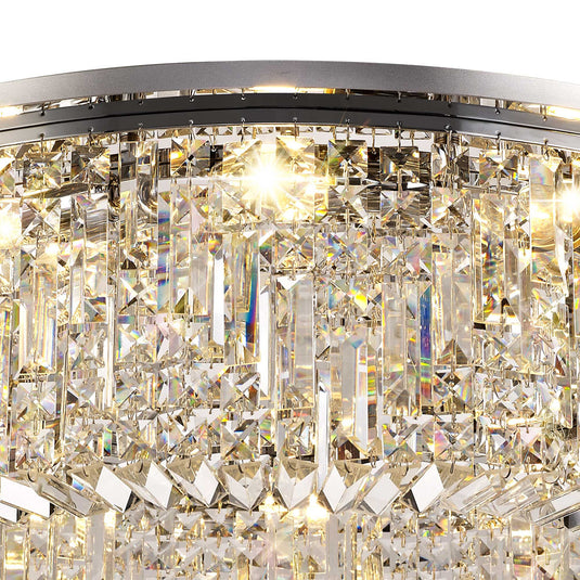 C-Lighting Vesta 85cm Round Flush Chandelier, 12 Light E14, Polished Chrome/Crystal Item Weight: 21kg - 29238