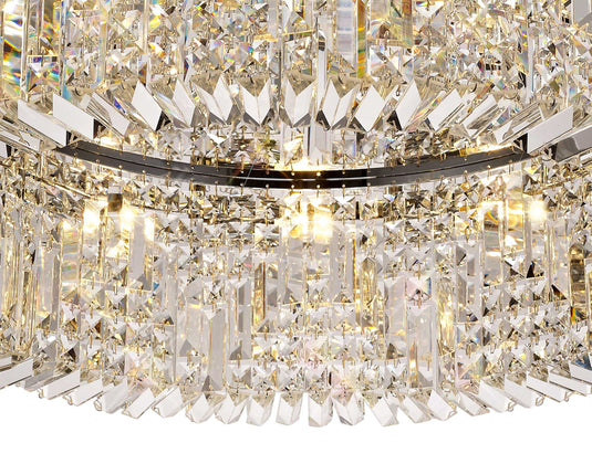 C-Lighting Vesta 85cm Round Flush Chandelier, 12 Light E14, Polished Chrome/Crystal Item Weight: 21kg - 29238