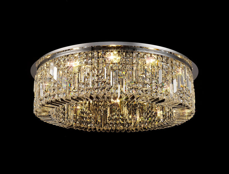 Load image into Gallery viewer, C-Lighting Vesta 85cm Round Flush Chandelier, 12 Light E14, Polished Chrome/Crystal Item Weight: 21kg - 29238
