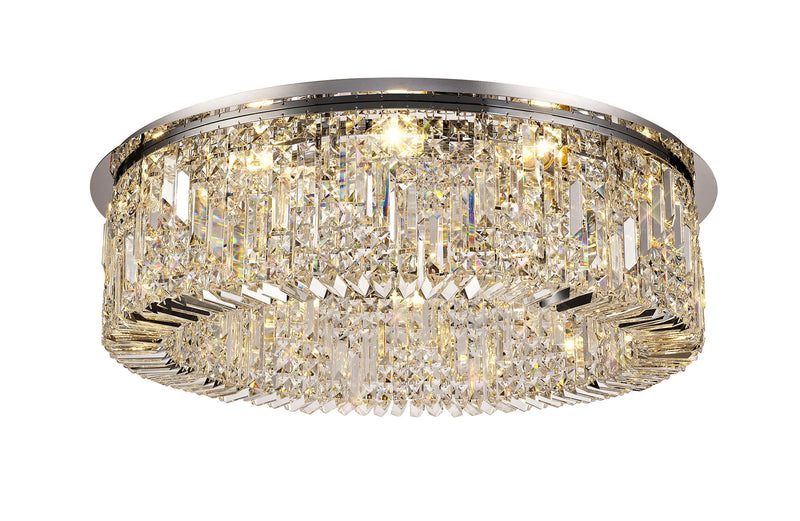 Load image into Gallery viewer, C-Lighting Vesta 85cm Round Flush Chandelier, 12 Light E14, Polished Chrome/Crystal Item Weight: 21kg - 29238
