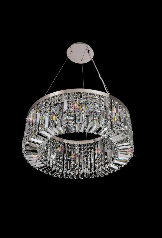 C-Lighting Vesta 60cm Round Pendant Chandelier, 8 Light E14, Polished Chrome/Crystal - 29239