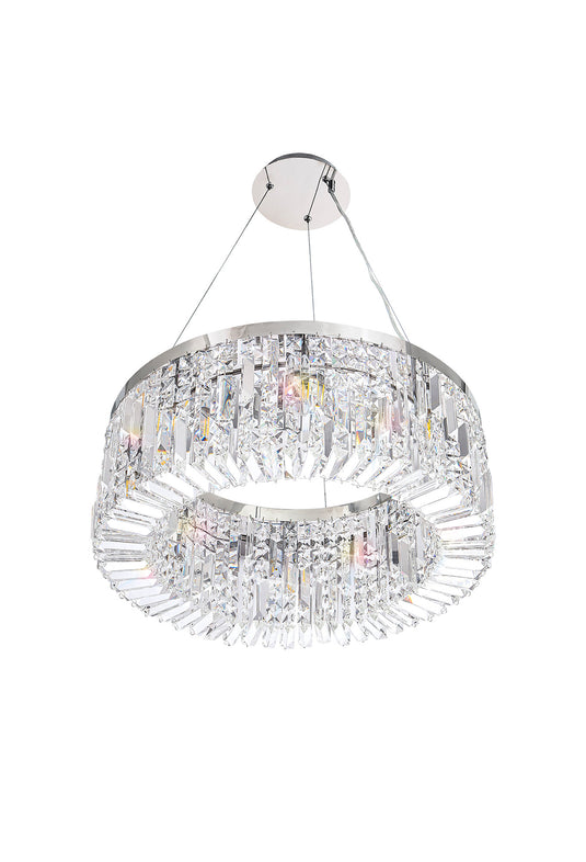 C-Lighting Vesta 60cm Round Pendant Chandelier, 8 Light E14, Polished Chrome/Crystal - 29239