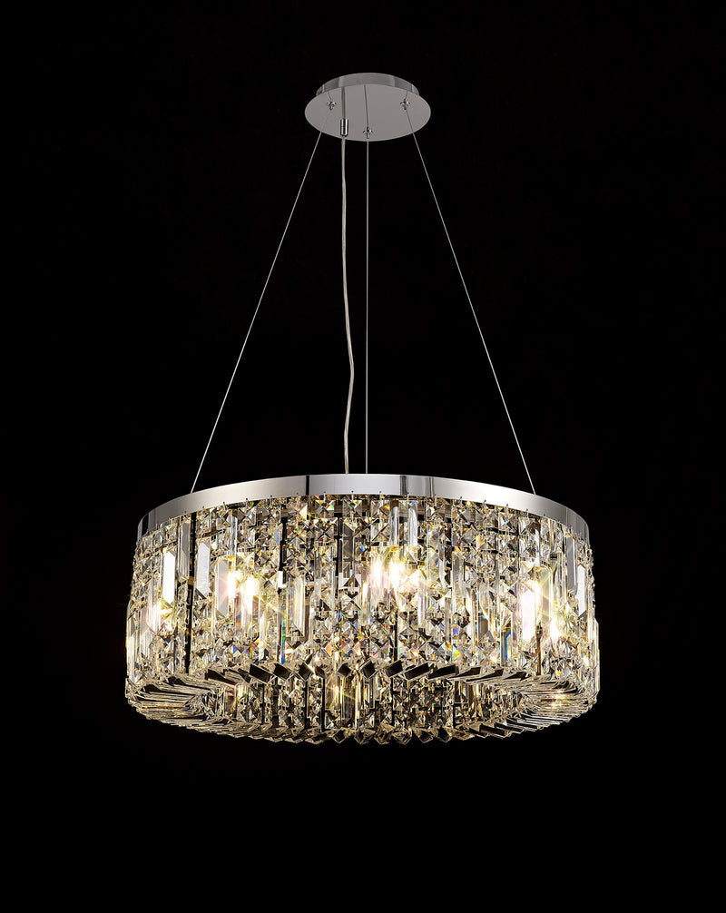 Load image into Gallery viewer, C-Lighting Vesta 60cm Round Pendant Chandelier, 8 Light E14, Polished Chrome/Crystal - 29239
