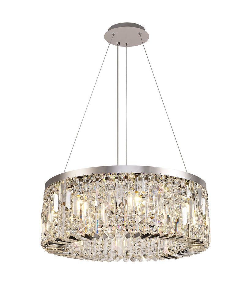 Load image into Gallery viewer, C-Lighting Vesta 60cm Round Pendant Chandelier, 8 Light E14, Polished Chrome/Crystal - 29239
