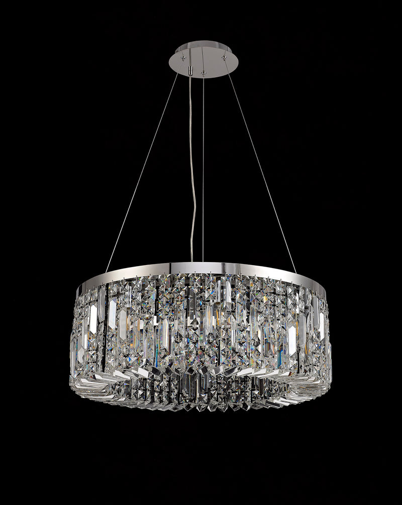 Load image into Gallery viewer, C-Lighting Vesta 60cm Round Pendant Chandelier, 8 Light E14, Polished Chrome/Crystal - 29239
