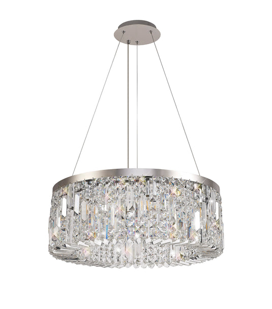 C-Lighting Vesta 60cm Round Pendant Chandelier, 8 Light E14, Polished Chrome/Crystal - 29239