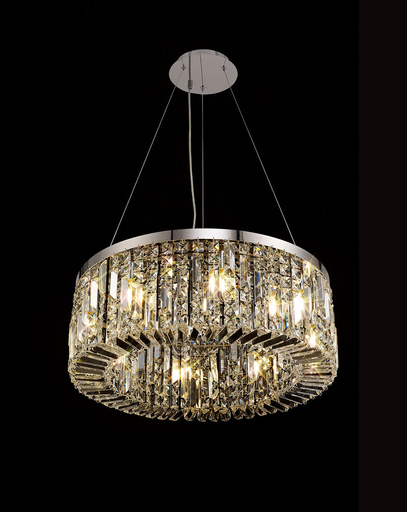 Load image into Gallery viewer, C-Lighting Vesta 60cm Round Pendant Chandelier, 8 Light E14, Polished Chrome/Crystal - 29239
