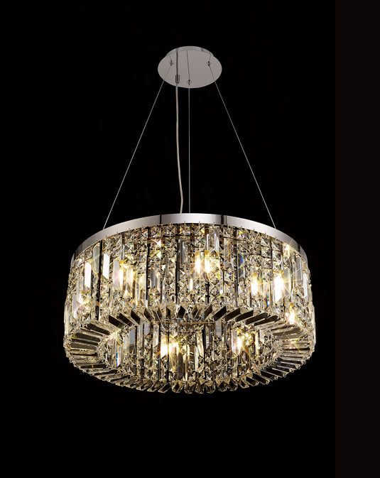 C-Lighting Vesta 60cm Round Pendant Chandelier, 8 Light E14, Polished Chrome/Crystal - 29239