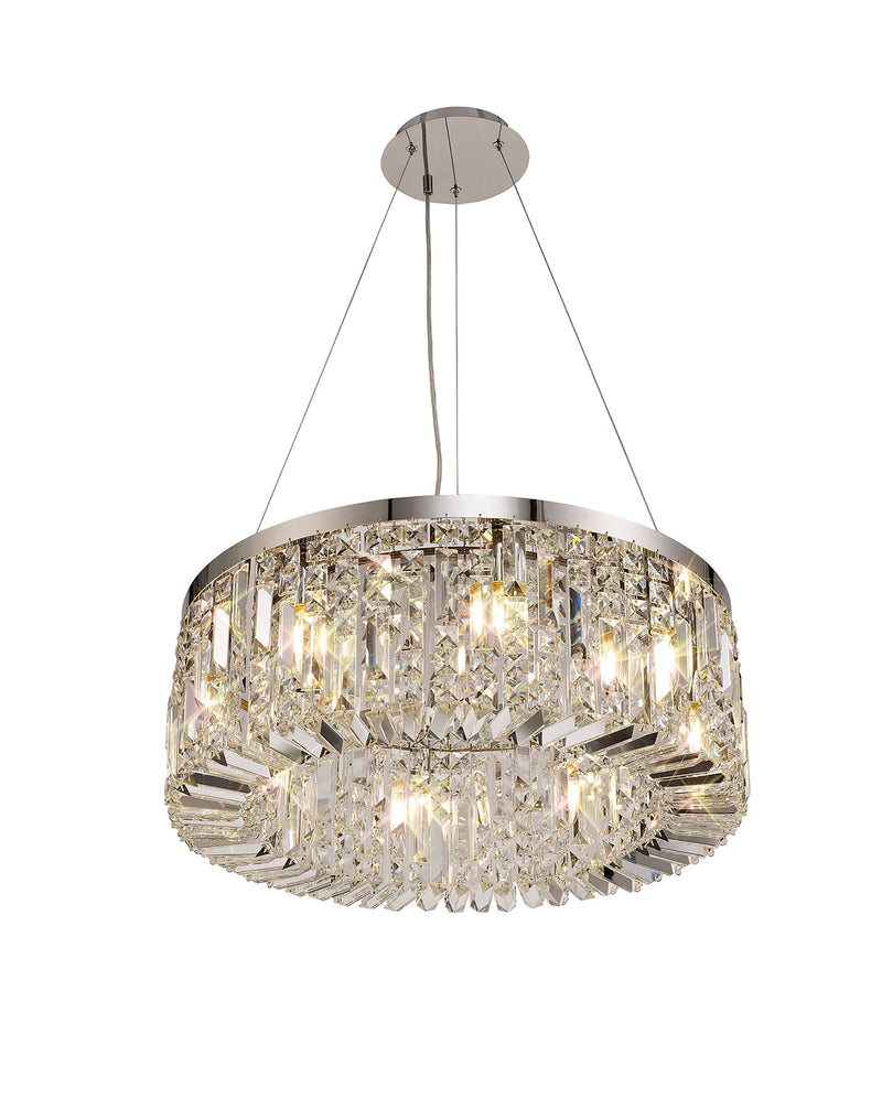 Load image into Gallery viewer, C-Lighting Vesta 60cm Round Pendant Chandelier, 8 Light E14, Polished Chrome/Crystal - 29239
