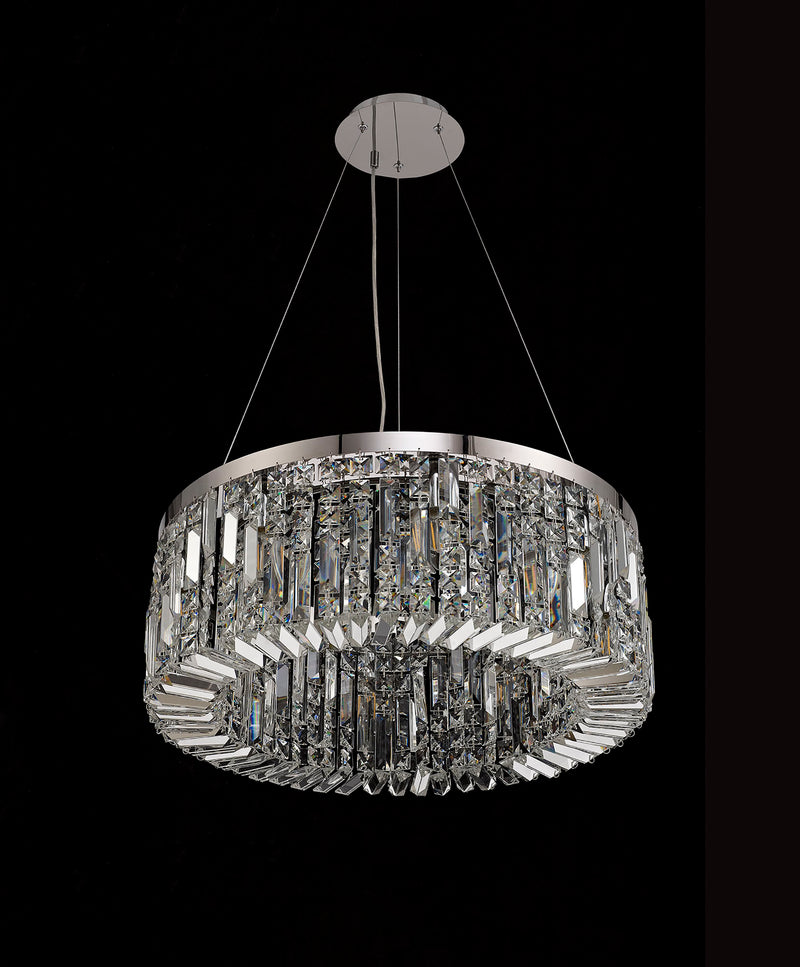 Load image into Gallery viewer, C-Lighting Vesta 60cm Round Pendant Chandelier, 8 Light E14, Polished Chrome/Crystal - 29239
