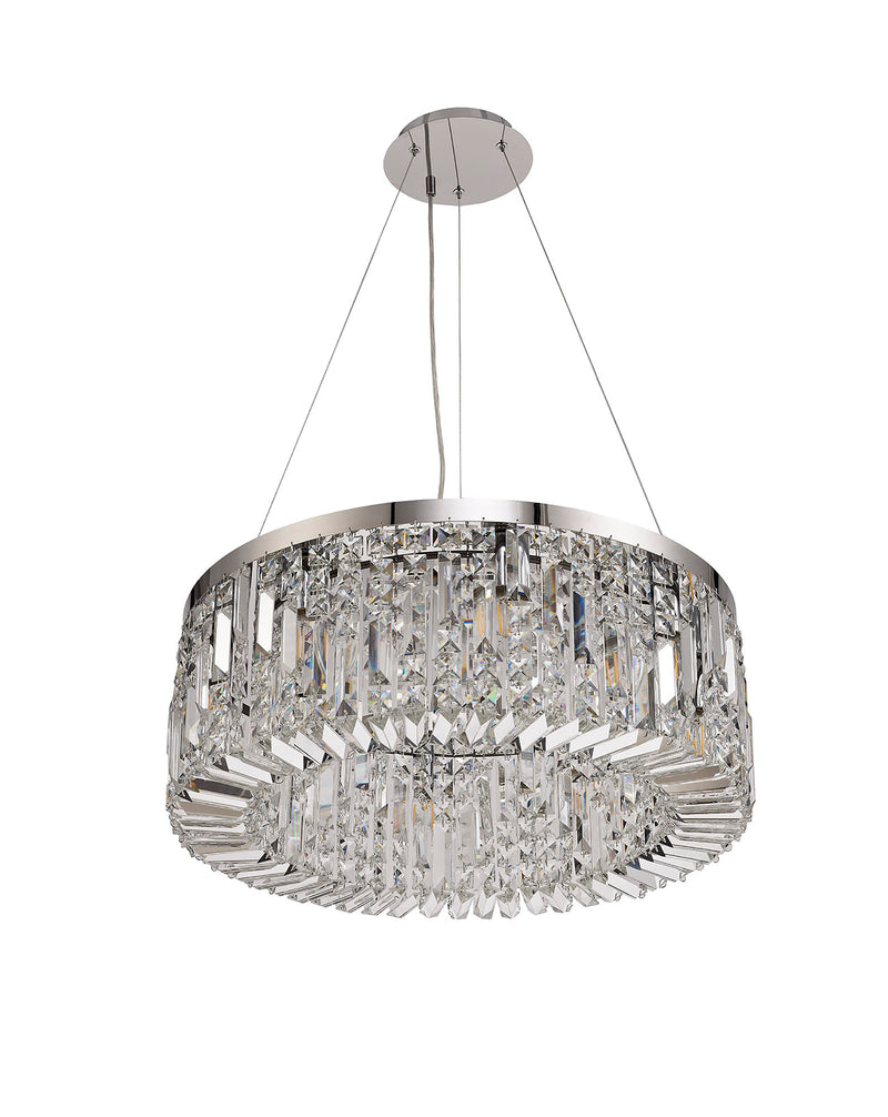 Load image into Gallery viewer, C-Lighting Vesta 60cm Round Pendant Chandelier, 8 Light E14, Polished Chrome/Crystal - 29239
