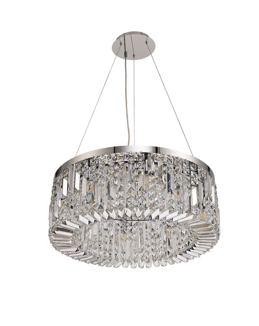 C-Lighting Vesta 60cm Round Pendant Chandelier, 8 Light E14, Polished Chrome/Crystal - 29239