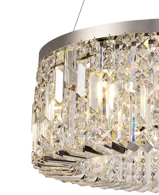 C-Lighting Vesta 60cm Round Pendant Chandelier, 8 Light E14, Polished Chrome/Crystal - 29239