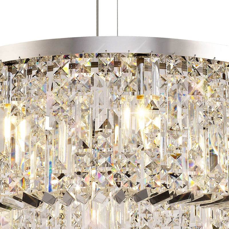 Load image into Gallery viewer, C-Lighting Vesta 60cm Round Pendant Chandelier, 8 Light E14, Polished Chrome/Crystal - 29239
