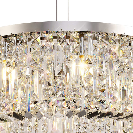 C-Lighting Vesta 60cm Round Pendant Chandelier, 8 Light E14, Polished Chrome/Crystal - 29239