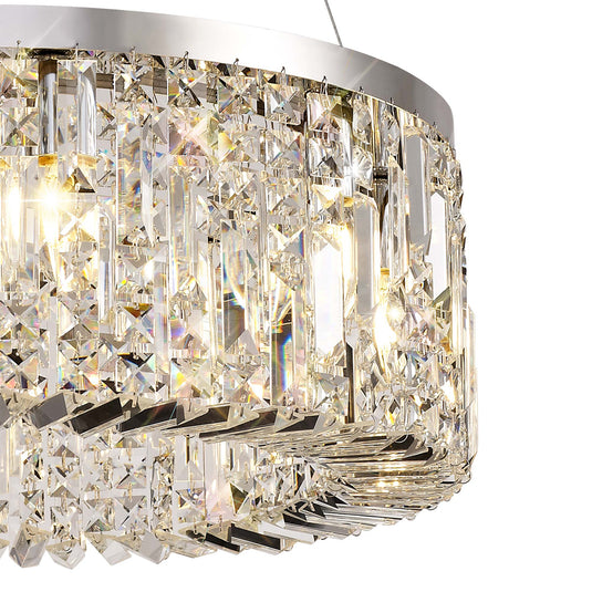 C-Lighting Vesta 60cm Round Pendant Chandelier, 8 Light E14, Polished Chrome/Crystal - 29239