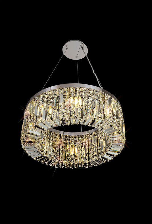C-Lighting Vesta 60cm Round Pendant Chandelier, 8 Light E14, Polished Chrome/Crystal - 29239